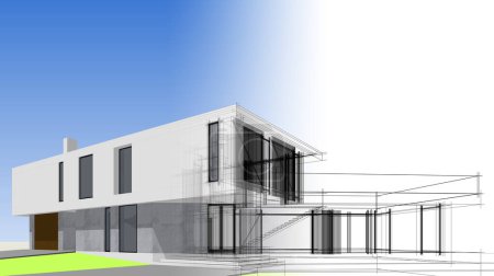 Foto de Casa edificio boceto arquitectura 3d ilustración - Imagen libre de derechos