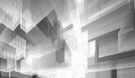 Photo for Abstract architectural wallpaper skyscraper design, digital concept background - Royalty Free Image