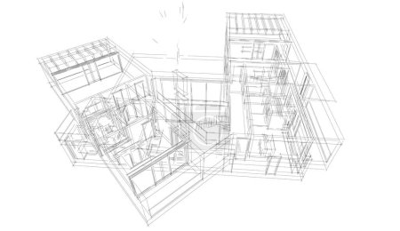 Téléchargez les photos : Conception de la maison croquis Illustration 3D - en image libre de droit
