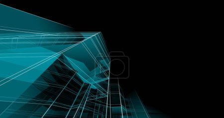 Téléchargez les photos : Abstract blue architectural wallpaper skyscraper design, digital concept background - en image libre de droit
