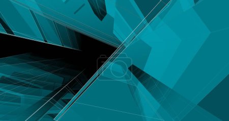 Photo for Abstract blue architectural wallpaper skyscraper design, digital concept background - Royalty Free Image