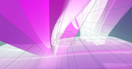 Foto de Abstract purple architectural wallpaper skyscraper design, digital concept background - Imagen libre de derechos