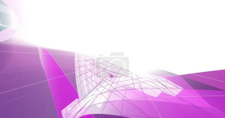 Téléchargez les photos : Abstract purple architectural wallpaper skyscraper design, digital concept background - en image libre de droit