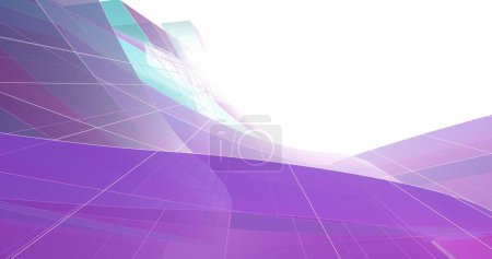 Foto de Abstract purple architectural wallpaper skyscraper design, digital concept background - Imagen libre de derechos