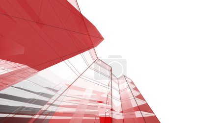 Foto de Abstract red architectural wallpaper high building design, digital concept background - Imagen libre de derechos