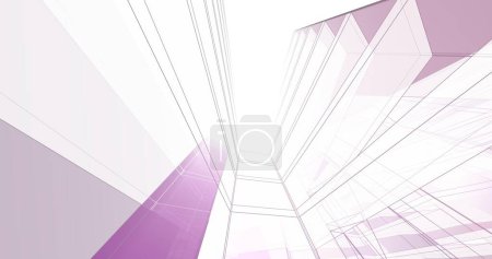 Foto de Abstract purple architectural wallpaper high building design, digital concept background - Imagen libre de derechos