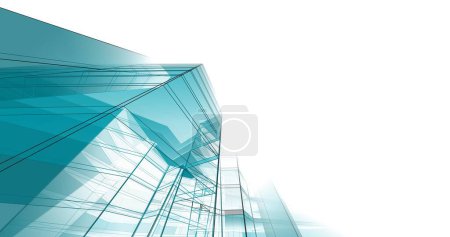 Photo for Abstract blue architectural wallpaper high building design, digital concept background - Royalty Free Image