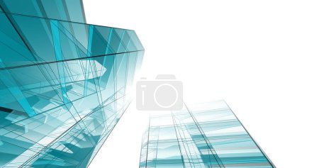 Photo for Abstract blue architectural wallpaper high building design, digital concept background - Royalty Free Image