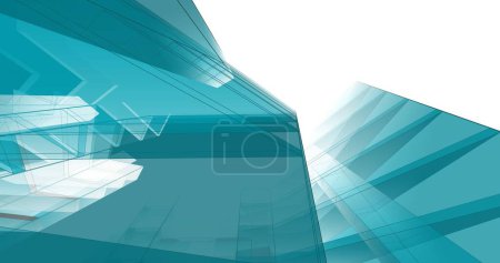 Téléchargez les photos : Abstrait papier peint architectural bleu design de bâtiment élevé, fond de concept numérique - en image libre de droit