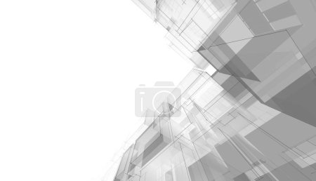 Photo for Modern geometric architecture design, 3d rendering, estate blueprint, architectural art, outline illustration. - Royalty Free Image