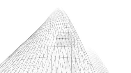 Foto de Perspectiva futurista, diseño abstracto de papel pintado arquitectónico, fondo concepto digital, fachada del rascacielos - Imagen libre de derechos