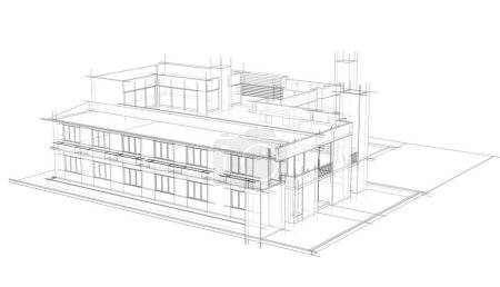 Téléchargez les photos : Conception de la maison croquis Illustration 3D - en image libre de droit