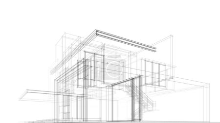 Foto de Bosquejo de concepto de casa 3d ilustración - Imagen libre de derechos