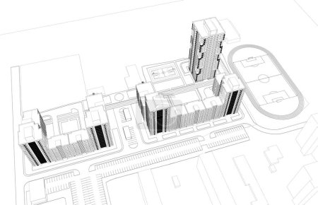 Foto de Abstracto papel pintado arquitectónico de alto diseño de distrito de edificio, fondo de concepto digital - Imagen libre de derechos