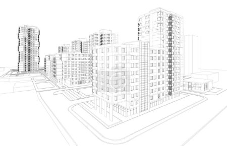 Téléchargez les photos : Abstrait papier peint architectural design de quartier de bâtiment élevé, fond de concept numérique - en image libre de droit