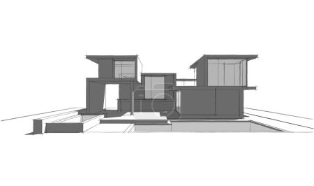 Foto de Bosquejo de concepto de casa 3d ilustración - Imagen libre de derechos
