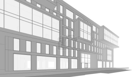 Téléchargez les photos : Centre commercial bâtiment dessin architectural illustration 3d - en image libre de droit