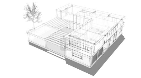 Foto de Edificio de la casa dibujo arquitectónico 3d ilustración - Imagen libre de derechos