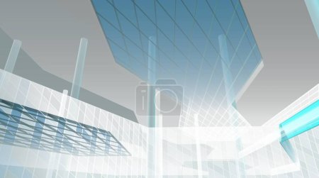 Foto de Edificio comercial dibujo arquitectónico 3d ilustración - Imagen libre de derechos