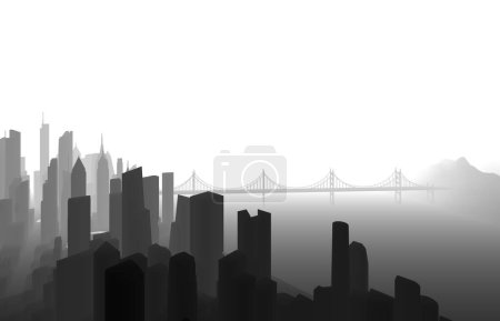 Foto de Silueta de la ciudad con rascacielos en el fondo - Imagen libre de derechos
