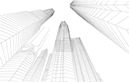 Téléchargez les photos : Abstrait architecture papier peint gratte-ciel conception du bâtiment, fond de concept numérique - en image libre de droit