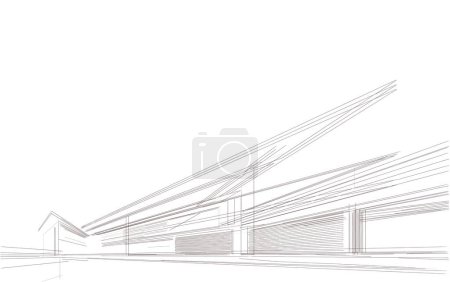Photo for House building architectural drawing 3d illustration - Royalty Free Image