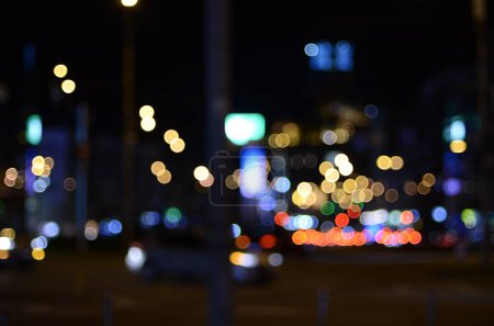 Photo for Photo of traffic lights in the city at night - Royalty Free Image