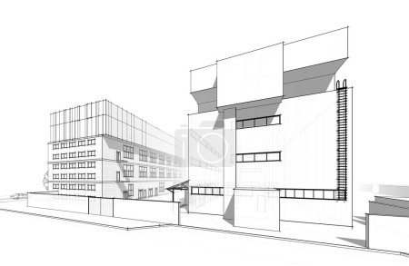 Téléchargez les photos : Architecture abstraite conception de papier peint du bâtiment élevé, fond de concept numérique - en image libre de droit