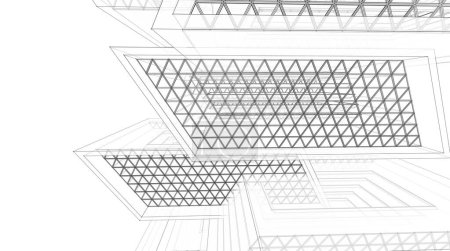 Téléchargez les photos : Abstrait centre commercial bâtiment dessin architectural illustration 3d - en image libre de droit
