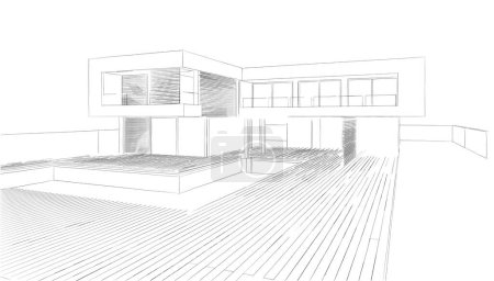 Téléchargez les photos : Illustration de dessin architectural de bâtiment de maison - en image libre de droit