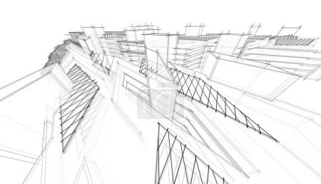 Photo for Abstract futuristic background, modern graphic design for a business, wallpaper skyscrapers design, illustration. abstract architectural wallpaper - Royalty Free Image
