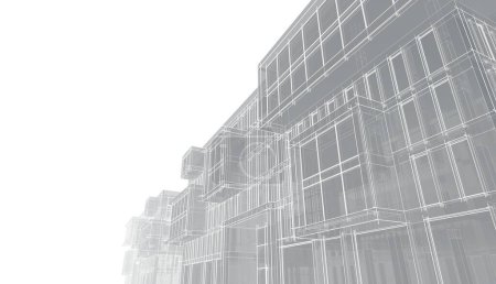 Foto de Abstract architectural wallpaper high building design, digital concept background - Imagen libre de derechos