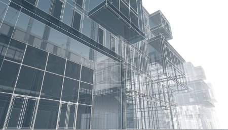 Téléchargez les photos : Abstract architectural wallpaper high building design, digital concept background - en image libre de droit