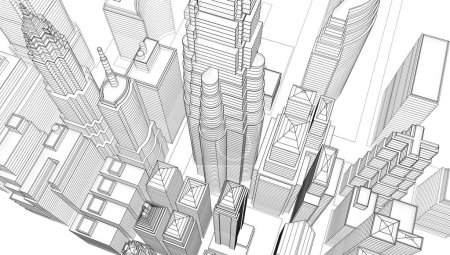 abstract architectural wallpaper skyscrapers design, digital concept background