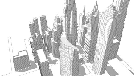 diseño abstracto de rascacielos de papel pintado arquitectónico, fondo de concepto digital