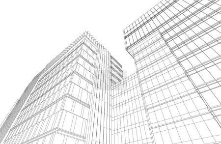 Ilustración de 3d ilustración de la arquitectura de la ciudad, diseño de papel pintado arquitectónico - Imagen libre de derechos