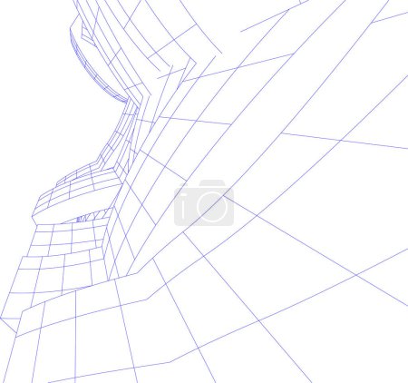 Illustration for Futuristic perspective, abstract architectural wallpaper design, digital concept  background - Royalty Free Image