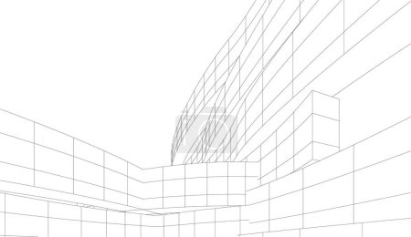 Téléchargez les illustrations : Perspective futuriste, conception abstraite de papier peint architectural, fond de concept numérique - en licence libre de droit