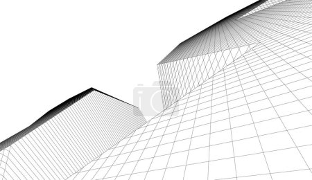 Ilustración de Perspectiva futurista, diseño abstracto de papel pintado arquitectónico, fondo de concepto digital - Imagen libre de derechos