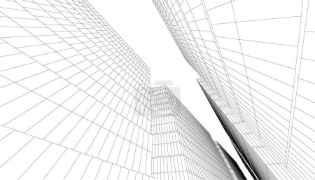 Téléchargez les illustrations : Abstraite conception de gratte-ciel de papier peint architectural, fond concept numérique - en licence libre de droit