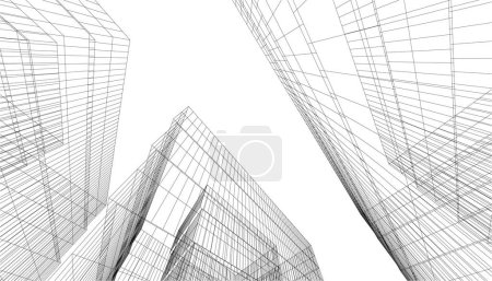 Illustration for Abstract architectural wallpaper skyscraper design, digital concept background - Royalty Free Image