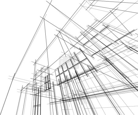 abstrakte architektonische Tapete Wolkenkratzer Design, digitales Konzept Hintergrund
