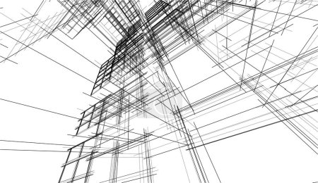 Téléchargez les illustrations : Abstraite conception de gratte-ciel de papier peint architectural, fond concept numérique - en licence libre de droit