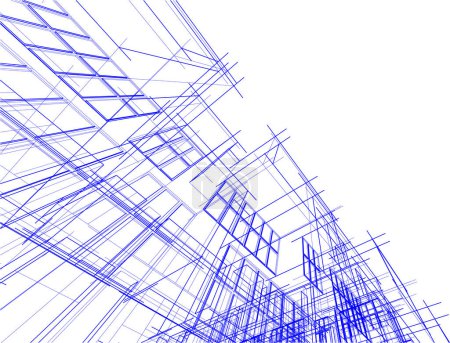 Ilustración de Diseño moderno de la arquitectura geométrica, representación 3d, plano de la propiedad, arte arquitectónico, ilustración del contorno. - Imagen libre de derechos