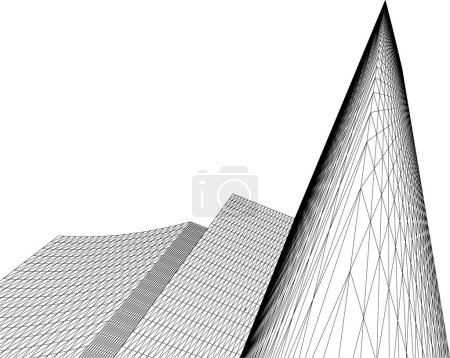 Ilustración de Perspectiva futurista, diseño abstracto de papel pintado arquitectónico, fondo de concepto digital - Imagen libre de derechos