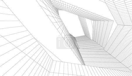 Illustration for Modern geometric architecture design, 3d rendering, estate blueprint, architectural art, illustration. - Royalty Free Image