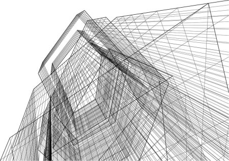 Ilustración de Modern geometric architecture design, 3d rendering, estate blueprint, architectural art, illustration. - Imagen libre de derechos