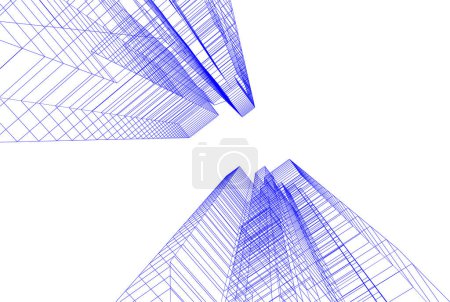 Illustration for Abstract architectural wallpaper skyscraper design, digital concept background - Royalty Free Image