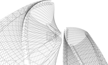 Téléchargez les illustrations : Perspective futuriste, conception abstraite de papier peint architectural, fond de concept numérique, façade du gratte-ciel - en licence libre de droit