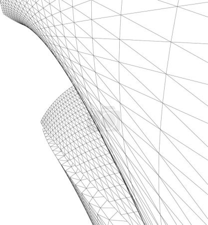 Ilustración de Perspectiva futurista, diseño abstracto de papel pintado arquitectónico, fondo concepto digital, fachada del rascacielos - Imagen libre de derechos